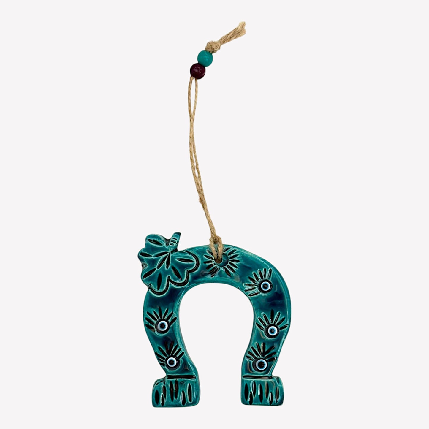 Keramik Wanddeko - Hufeisen - Türkis - 11x10x2cm