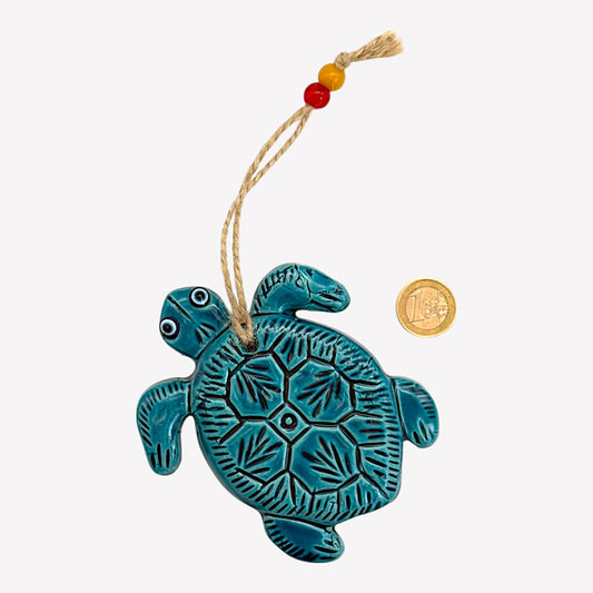 Keramik Wanddeko - Schildkröte - Türkis- 12x10x2cm