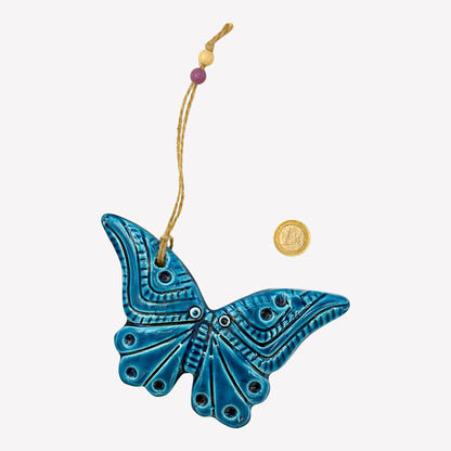 Keramik Wanddeko - Schmetterling 2 - Hellblau - 16x10x2cm