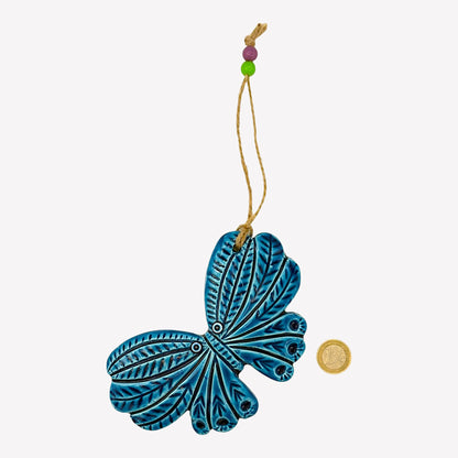 Keramik Wanddeko - Schmetterling - Hellblau - 15x10x2cm
