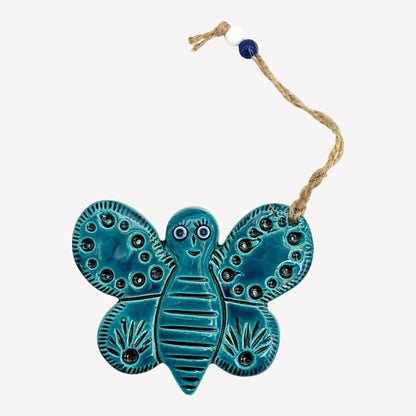 Keramik Wanddeko - Schmetterling - Türkis - 13x10x2cm