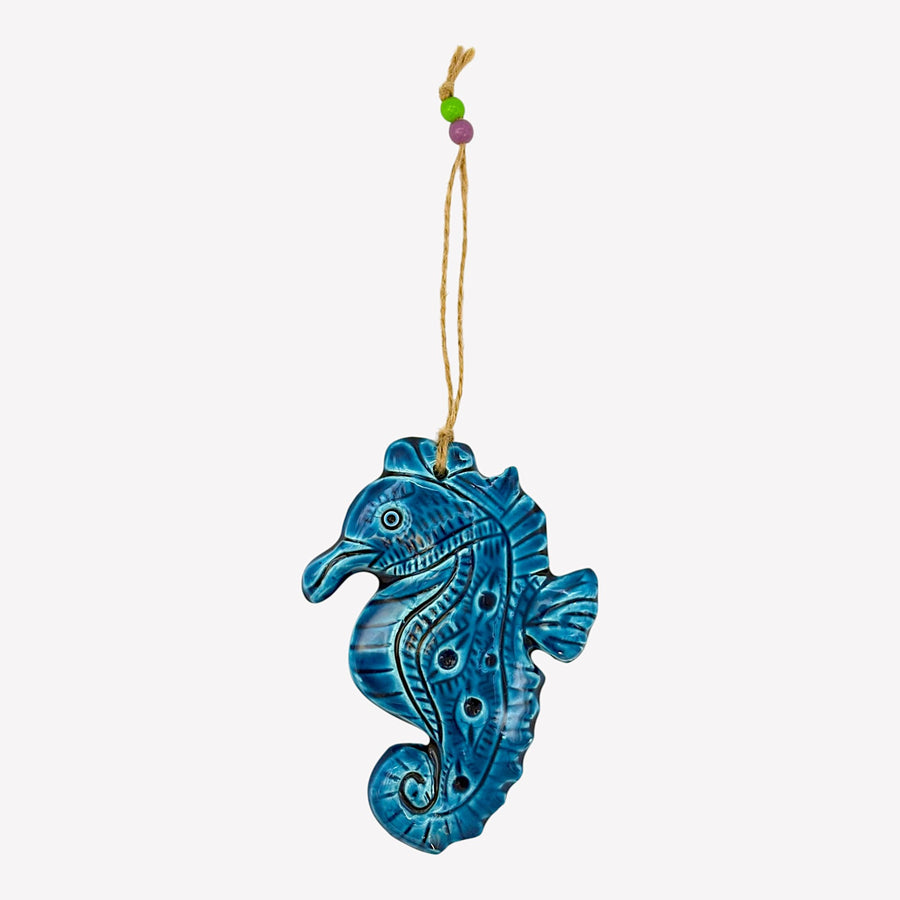 Keramik Wanddeko - Seepferdchen - Hellblau - 17x12x2cm