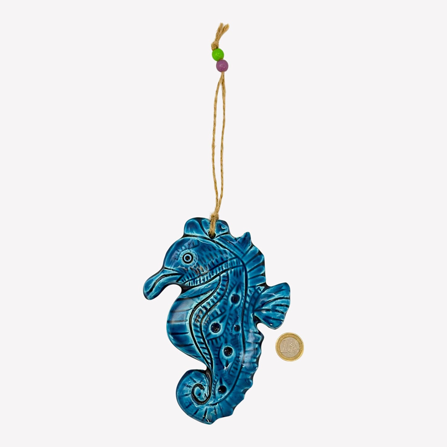 Keramik Wanddeko - Seepferdchen - Hellblau - 17x12x2cm