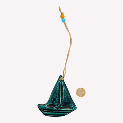 Keramik Wanddeko - Segel - Türkis - 10x10x2cm