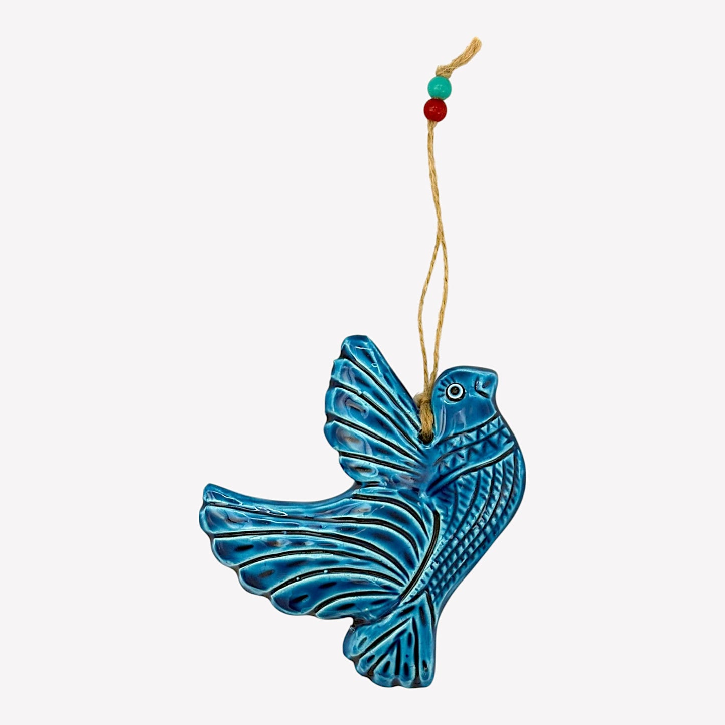 Keramik Wanddeko - Vogel - Hellblau - 14x13x2cm