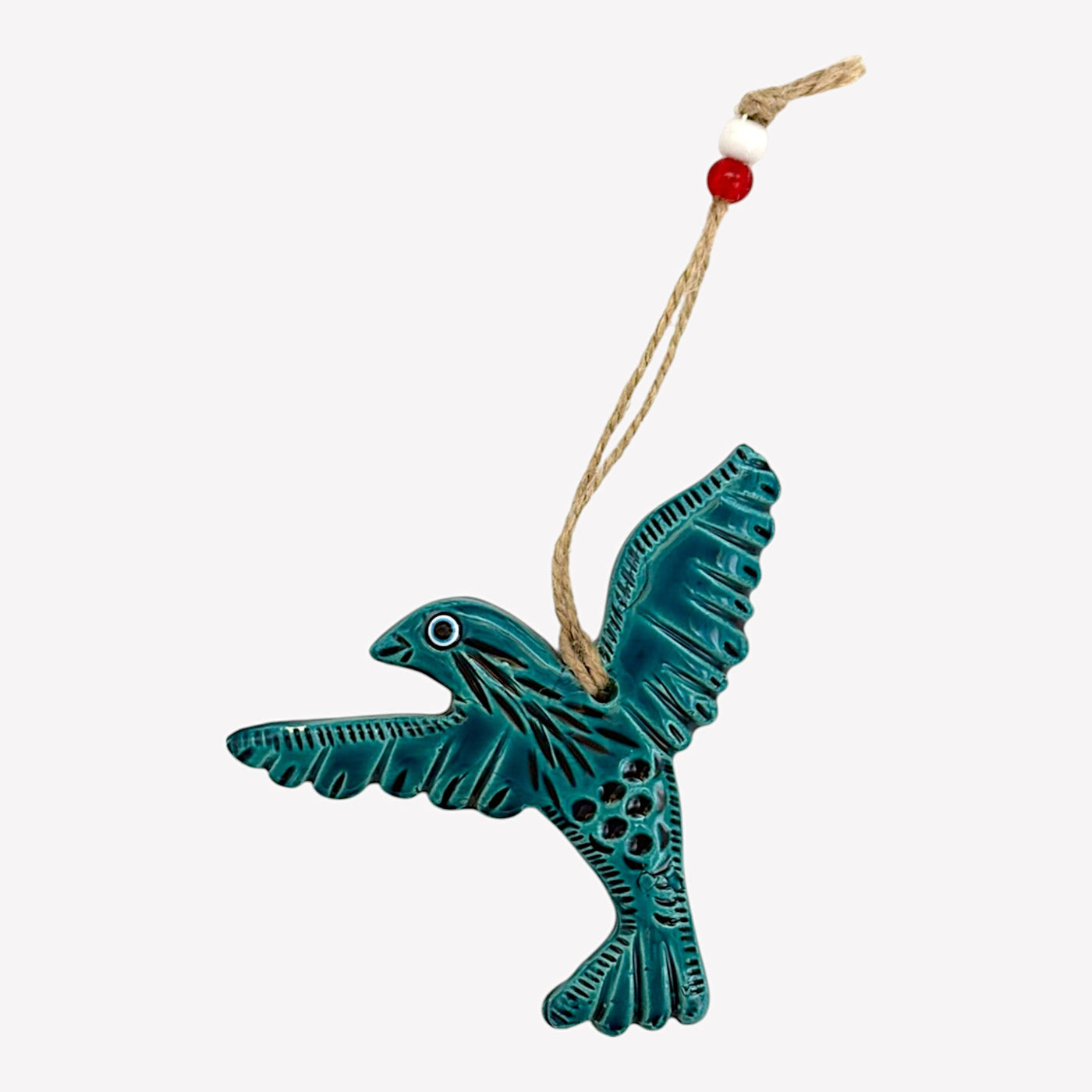 Keramik Wanddeko - Vogel - Türkis- 14x11x2cm