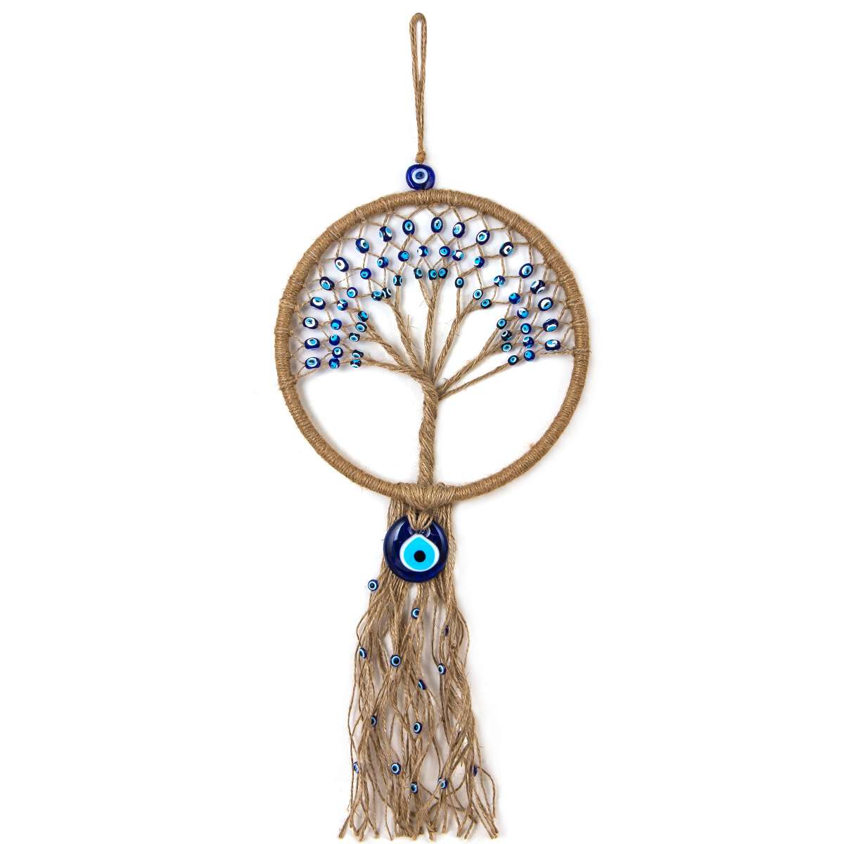 Wanddeko mit Lebensbaum und Evil-Eye Amulett - 65 x 25 x 2cm