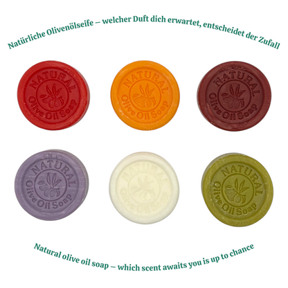 Natürliche Olivenölseife in dekorativer Dose - 6er Set - Evil Eye - Duftmix