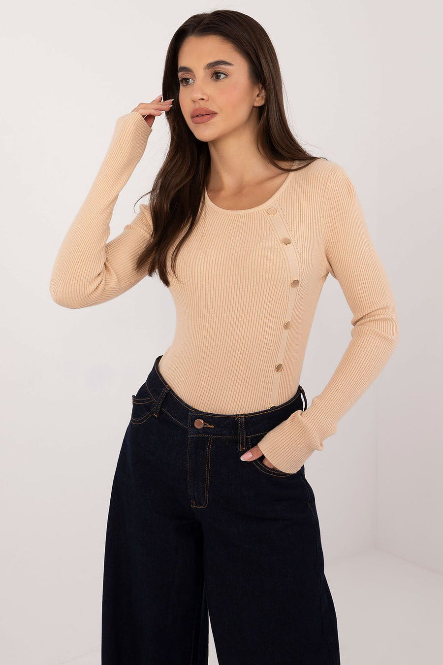 Damen Feinstrickpullover mit Rundhalsausschnitt