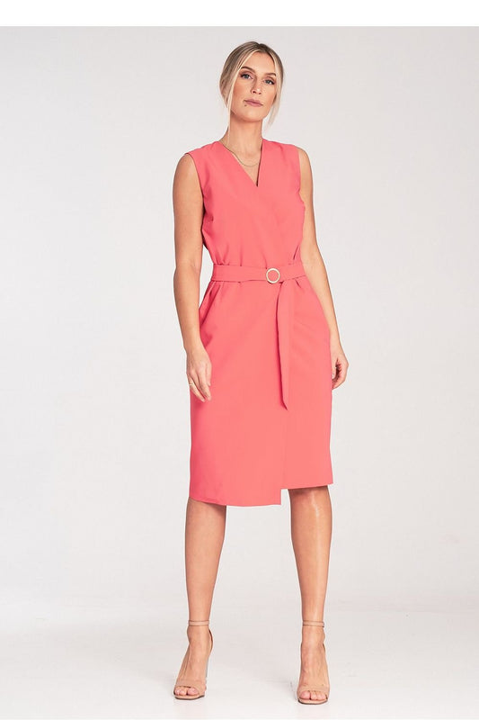 Ärmelloses Midikleid mit Wickelausschnitt und Gürtel