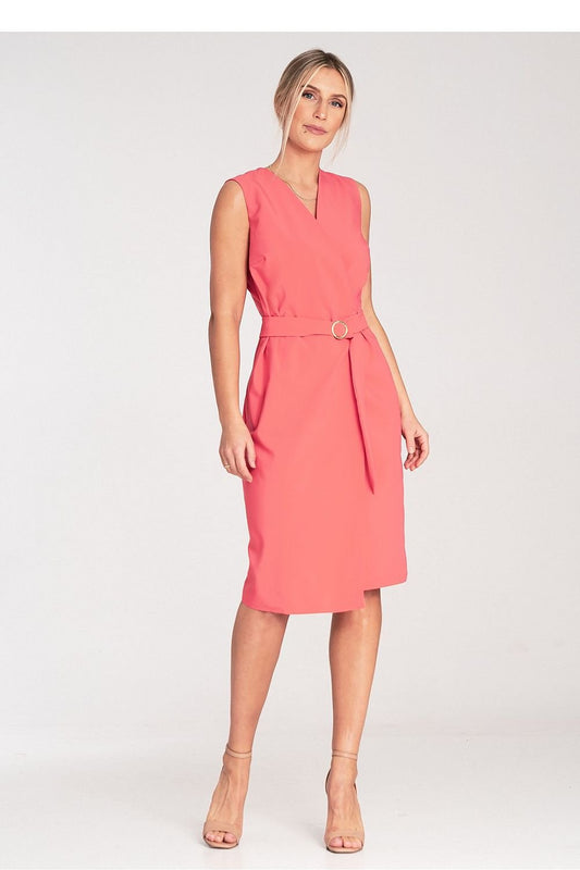Ärmelloses Midikleid mit Wickelausschnitt und Gürtel
