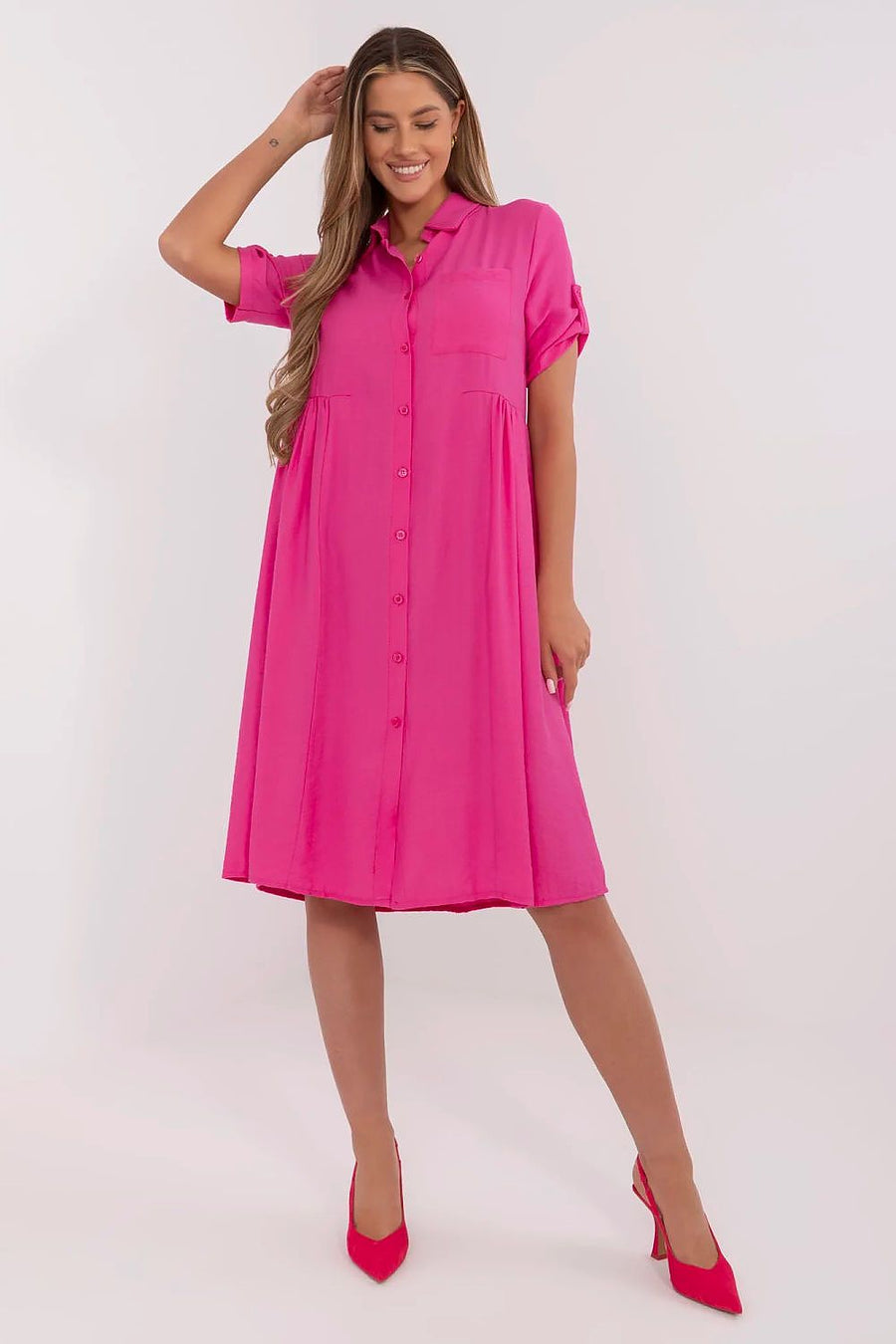 Klassisches Business Hemdblusenkleid mit Knopfleiste