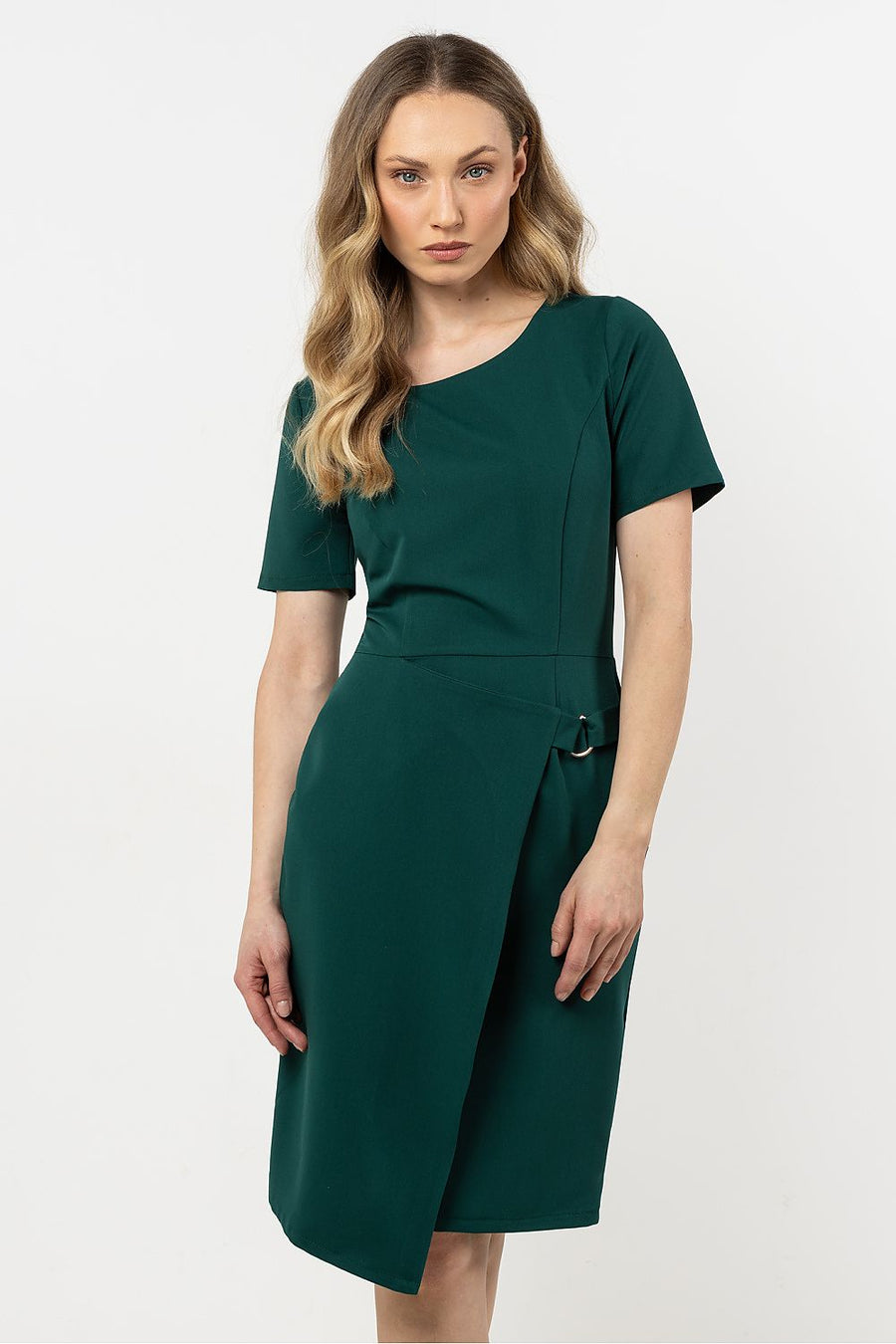 Klassisches Business Midikleid mit asymmetrischem Saum