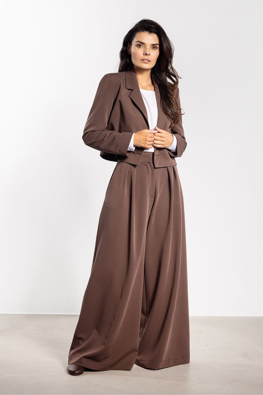 Damen Hose mit weitem Bein und hoher Taille