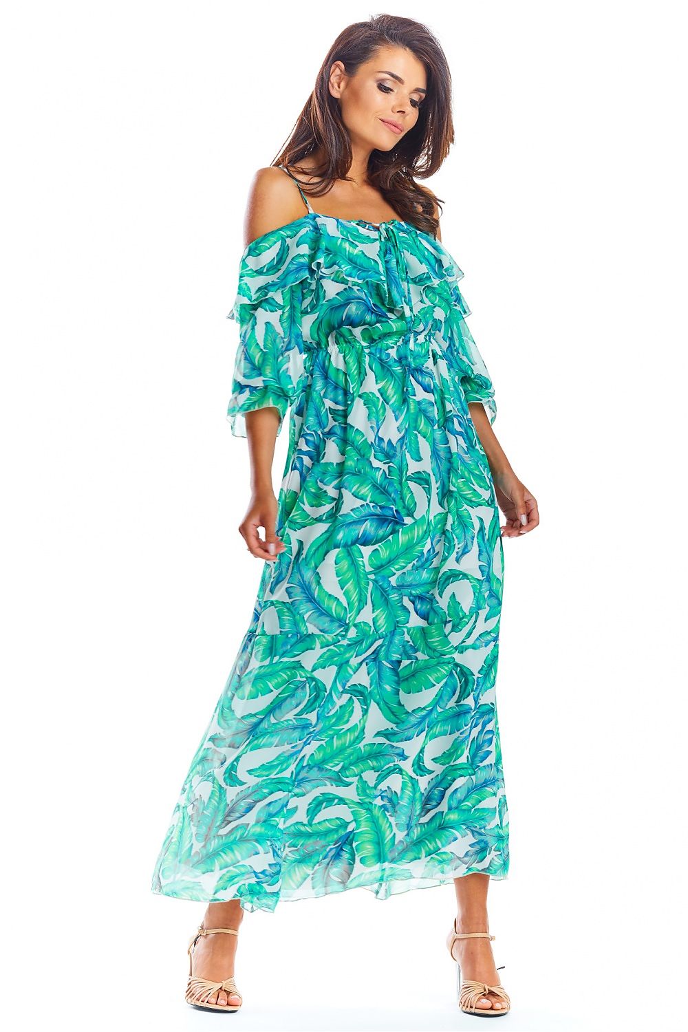 Romantisches Boho Sommerkleid mit tropischem Muster