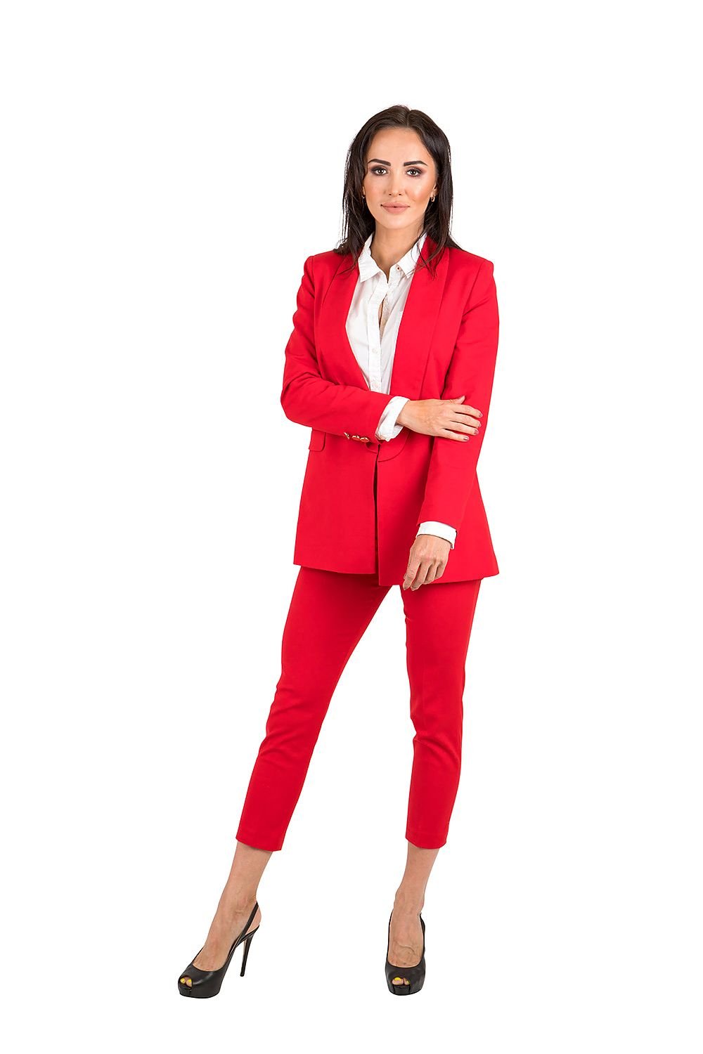 Offener Blazer mit aufgesetzten Taschen und langen Ärmeln