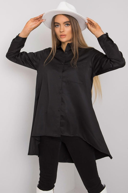 Langarmhemd mit verlängertem Rücken und Button-Down-Kragen