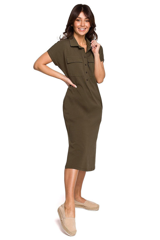 Hemdblusenkleid mit Kragen und aufgesetzten Taschen