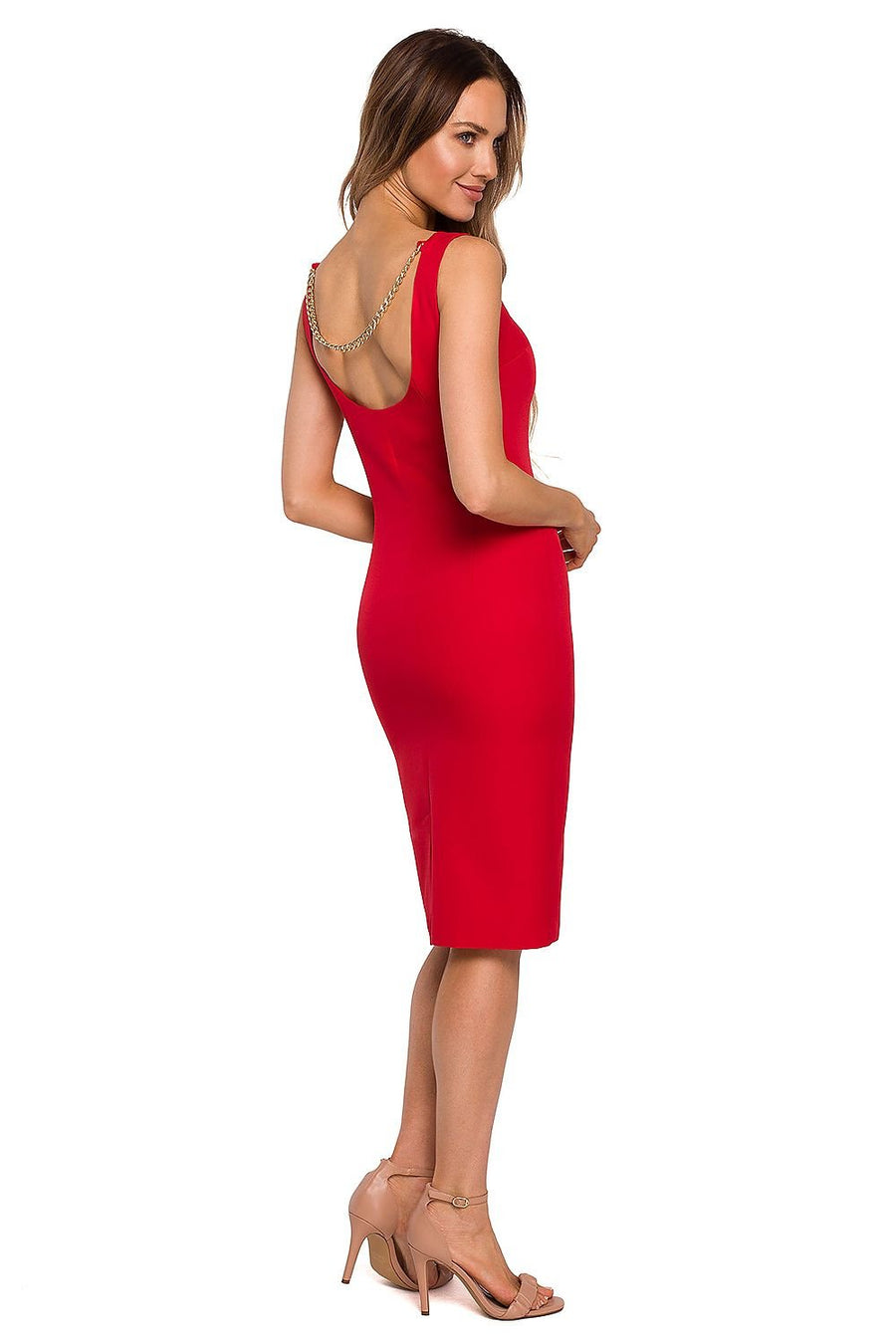 Sinnliches Cocktailkleid mit Rückenausschnitt und Kettendetail