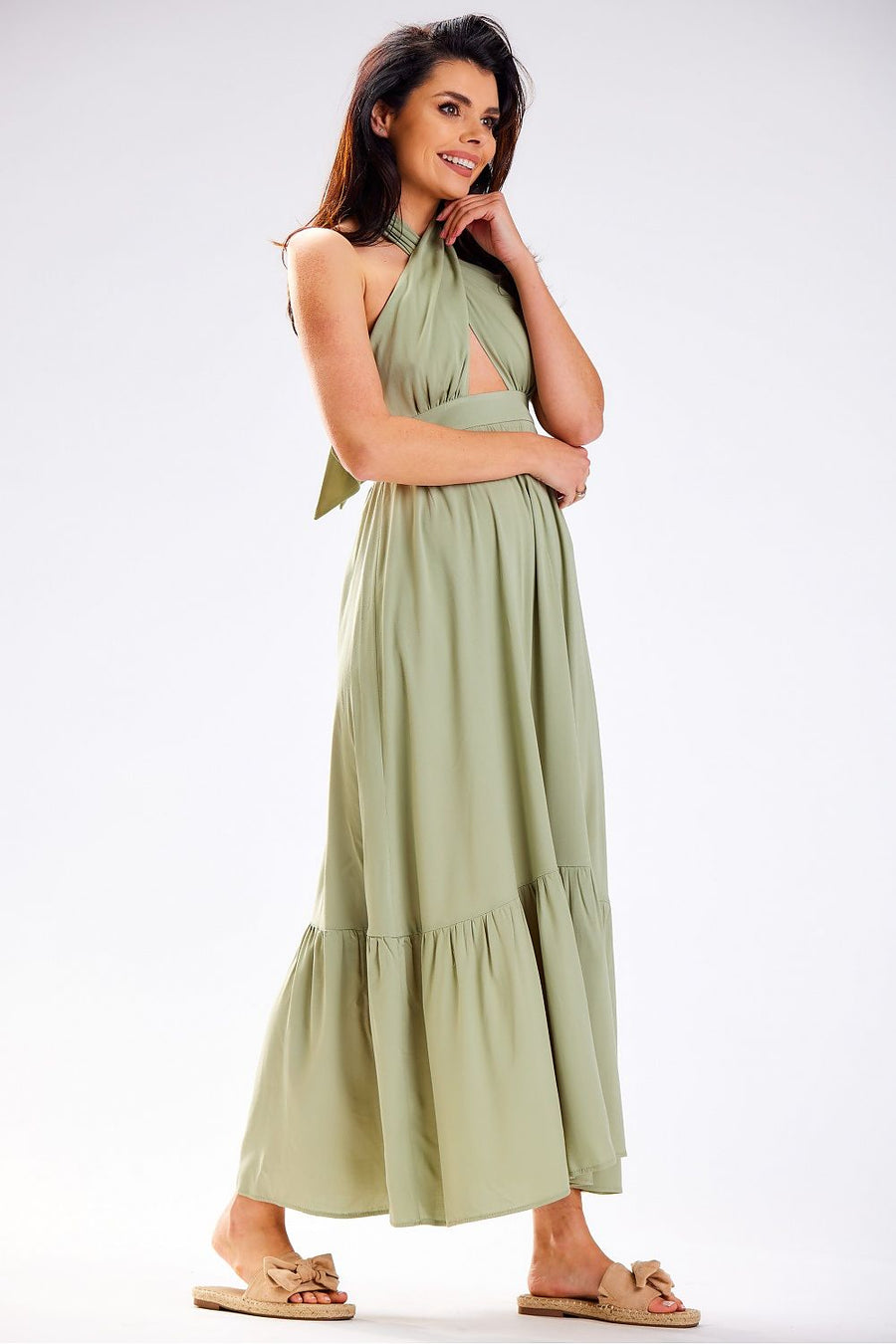 Natürliches Boho Sommerkleid mit Stufenrock