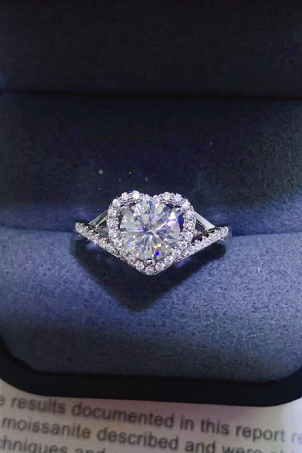 Damen Herz Ring aus 925 Sterling Silber mit Moissanit 1 Karat