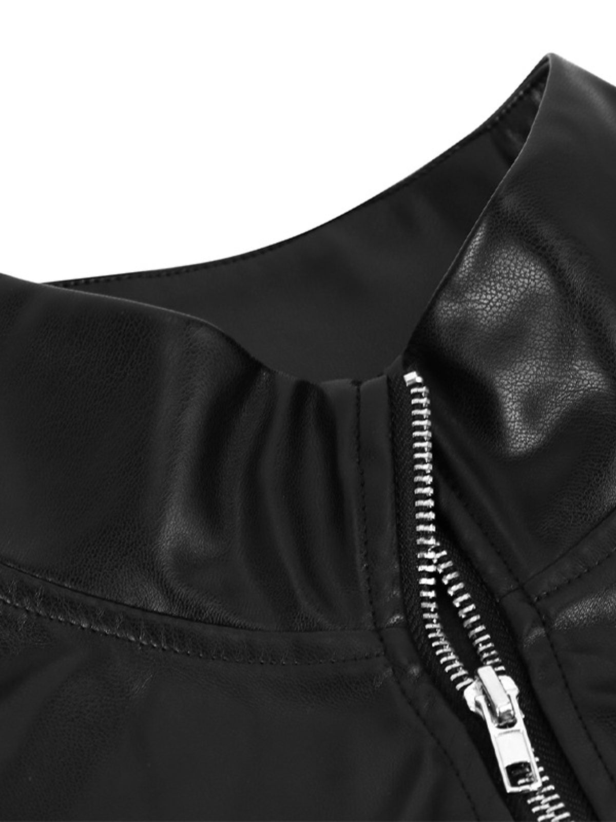 Damen Jacke in Lederoptik mit geschlossenem Reißverschluss in Vorderansicht