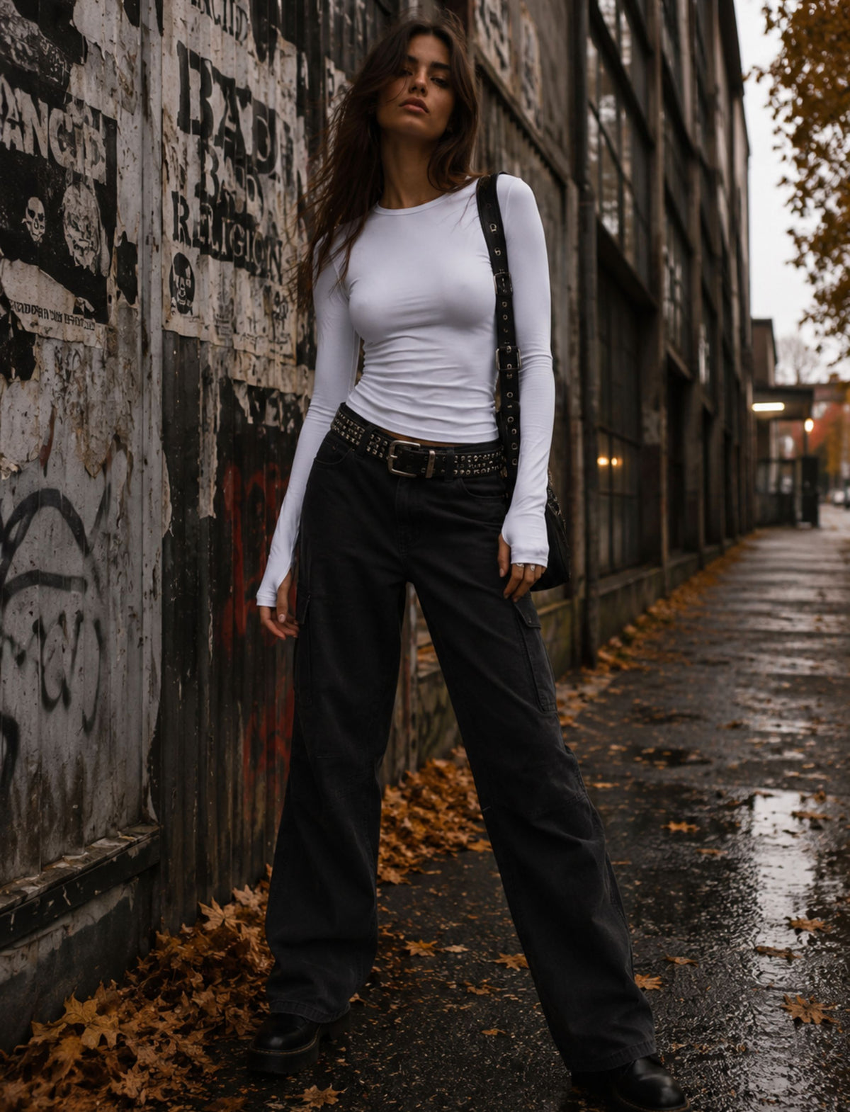 Damen Langarmshirt mit Raffung in kompletter Trageansicht