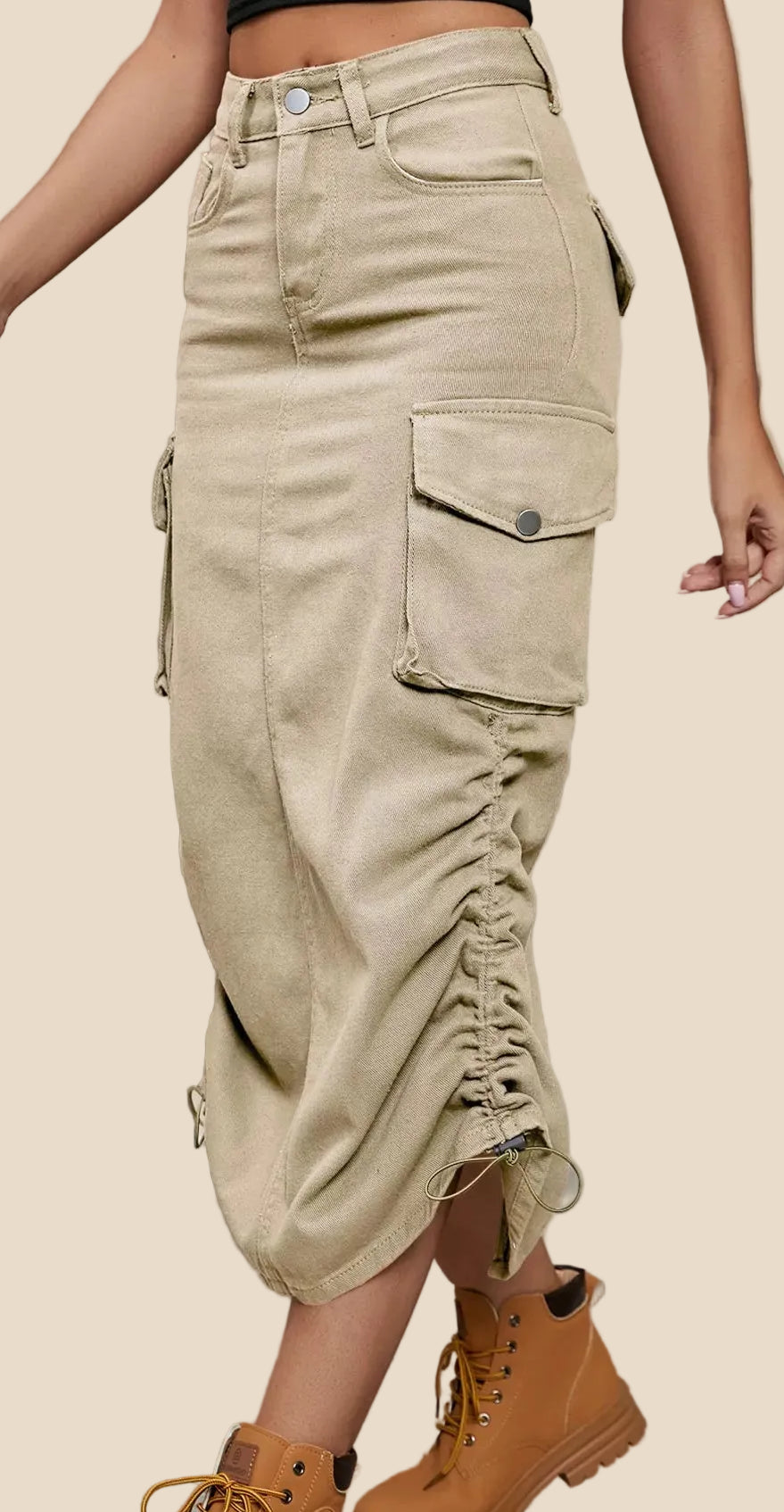 Damen Rock mit Taschen und Raffung in Produktansicht