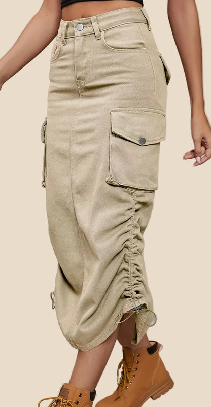 Damen Rock mit Taschen und Raffung in Produktansicht