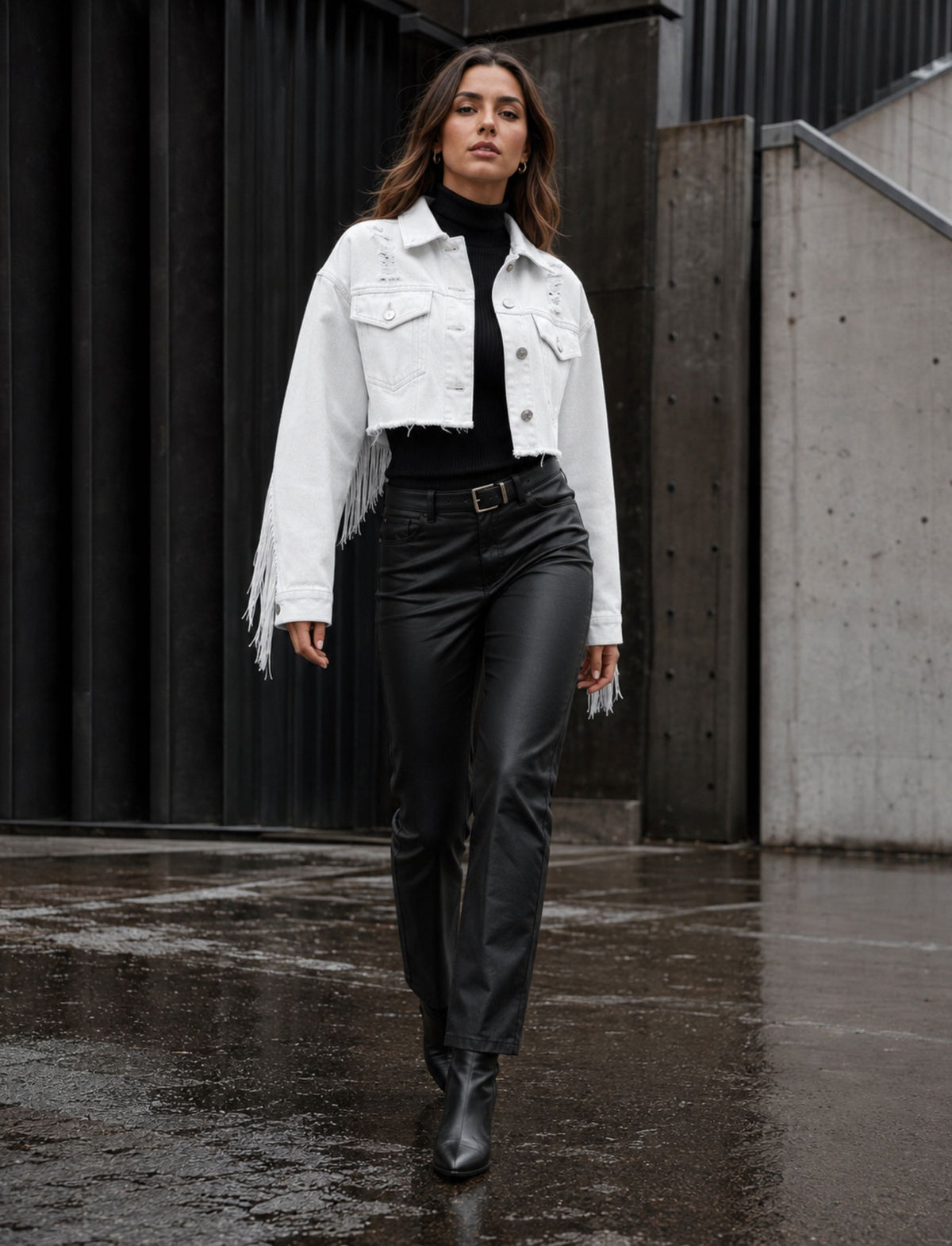 Denim Jacke für Damen mit Fransen im modernen Herbst-Look