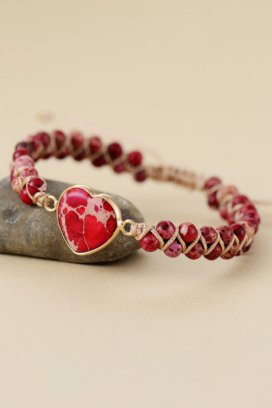 Damen Armband mit Herz aus Naturstein, handgefertigt