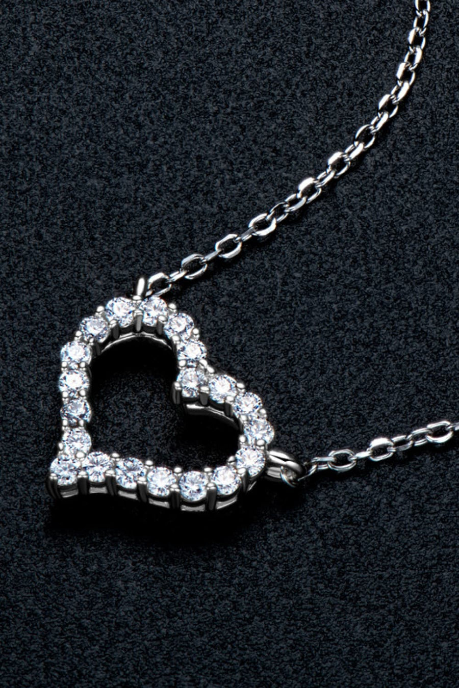 Damen Halskette Herz mit Moissanit aus 925 Sterling Silber