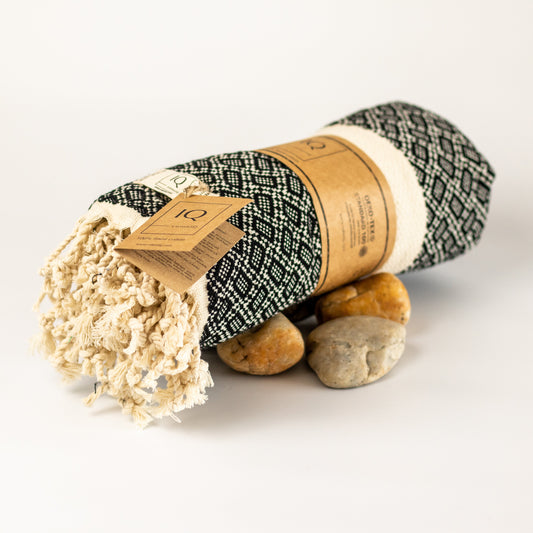 Hamamtuch | Saunatuch | Strandtuch | Bolivia | Schwarz | 180x100 cm