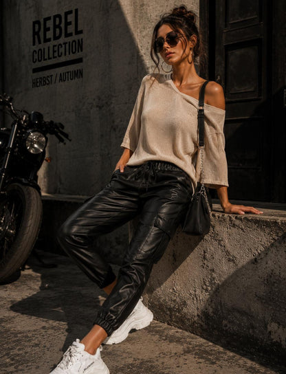 Jogger-Hose für Damen mit schmal zulaufender Beinform in einem modernen Herbst-Look