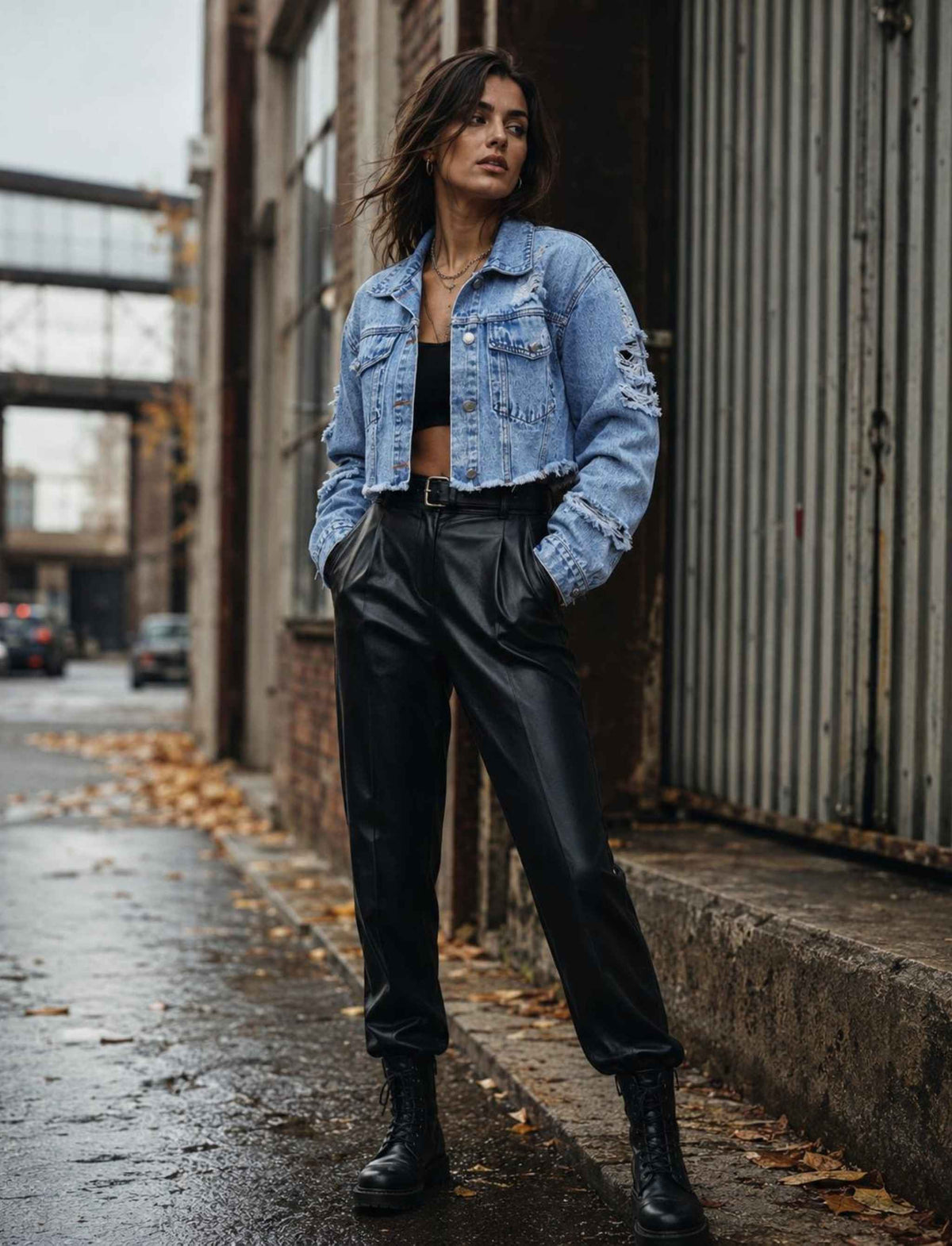 Schwarze Schnürboots für Damen mit markanter Plateausohle im rebellischen Herbst Streetstyle