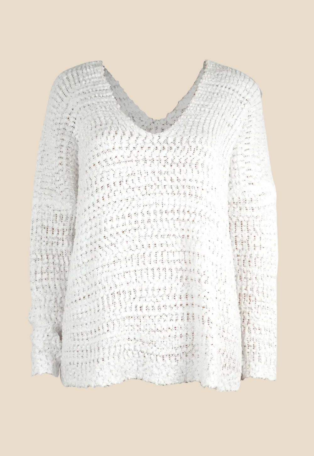 Weißer Oversized-Strickpullover für Damen aus Grobstrick mit weitem Ausschnitt und lässiger Off-Shoulder-Passform