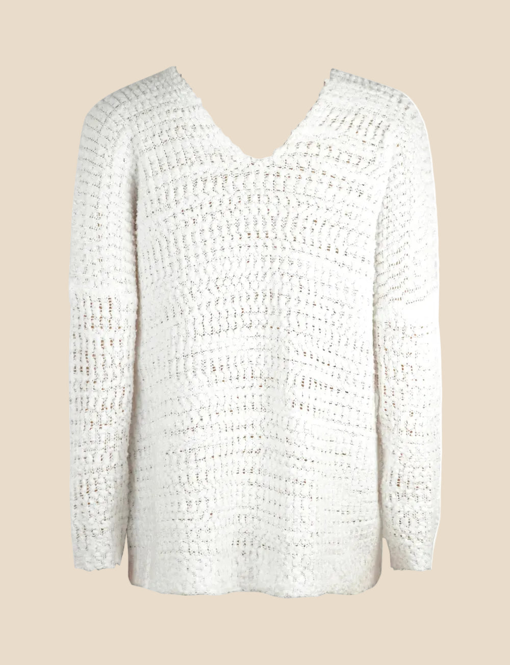 Weißer Oversized-Strickpullover für Damen aus Grobstrick mit weitem Ausschnitt und lässiger Off-Shoulder-Passform