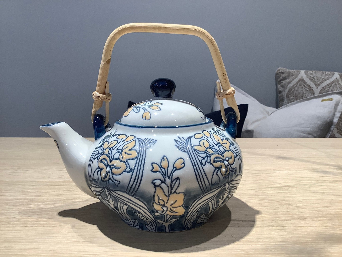 Blaue Teekanne 0,8 Liter handbemalt