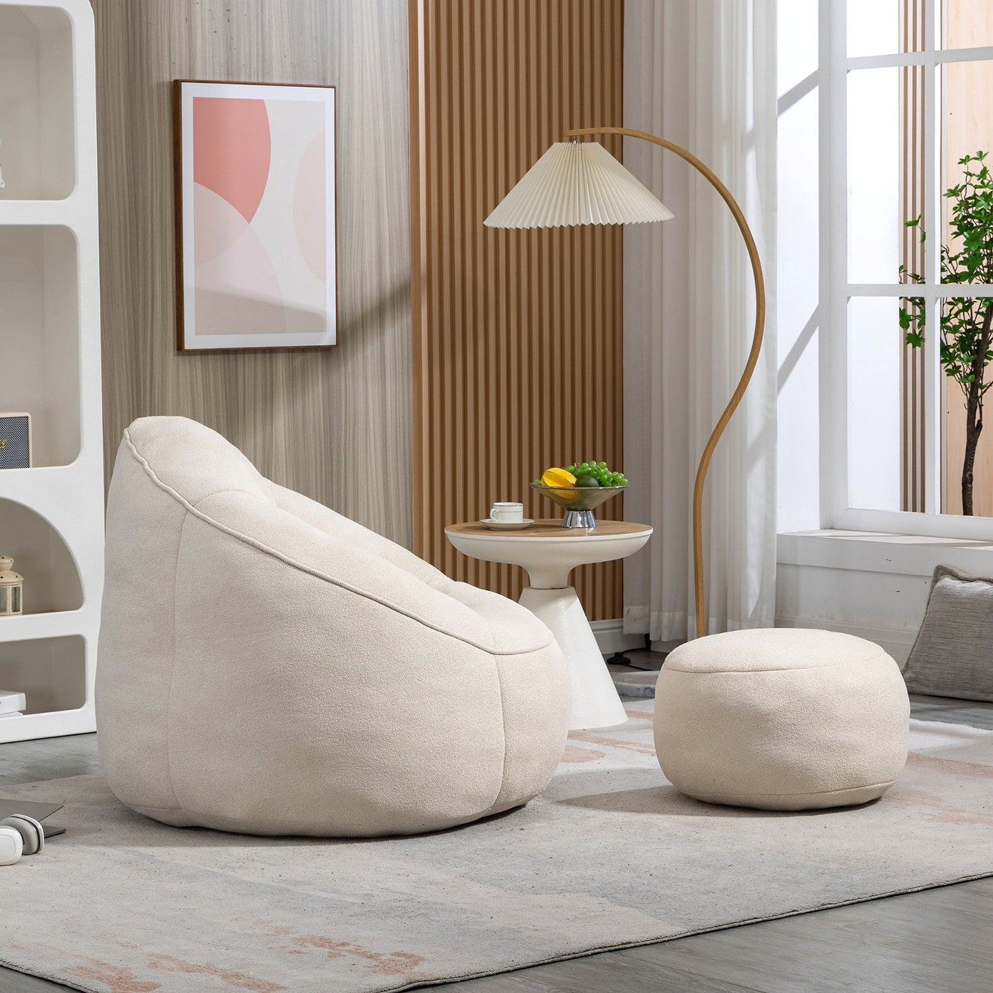 CloudSoft Sitzsack mit Fußhocker Beige