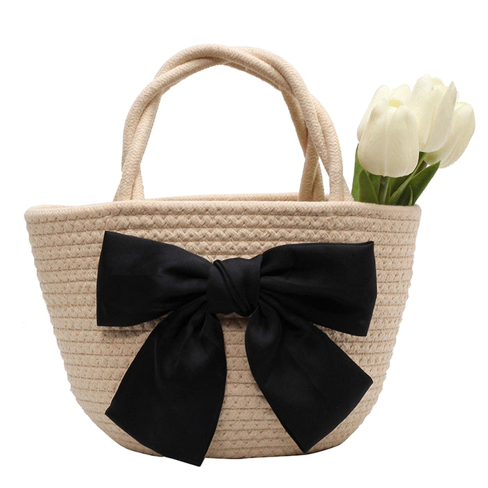 Damen Strohtasche mit Schleife