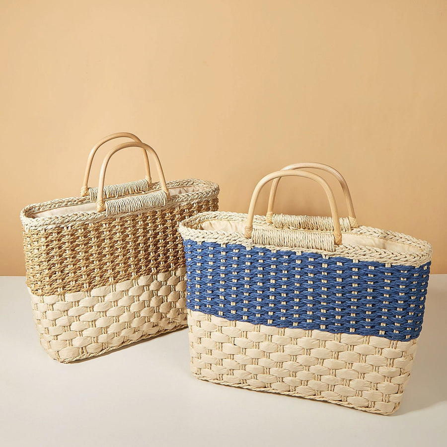 Geflochtene Damen Strandtasche mit Muster