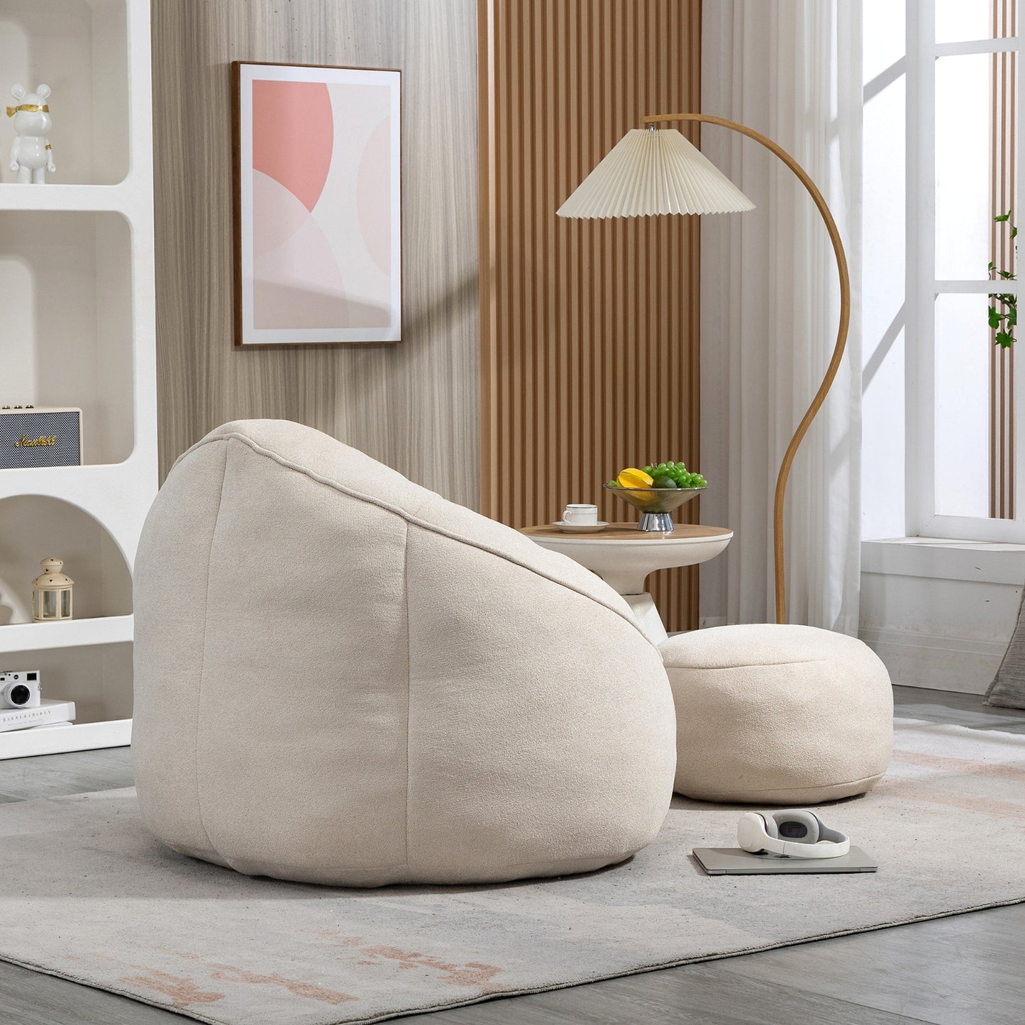 CloudSoft Sitzsack mit Fußhocker Beige