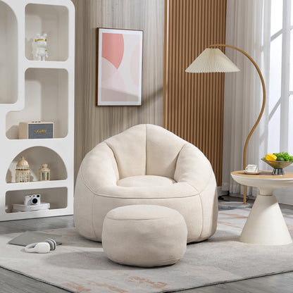 CloudSoft Sitzsack mit Fußhocker Beige