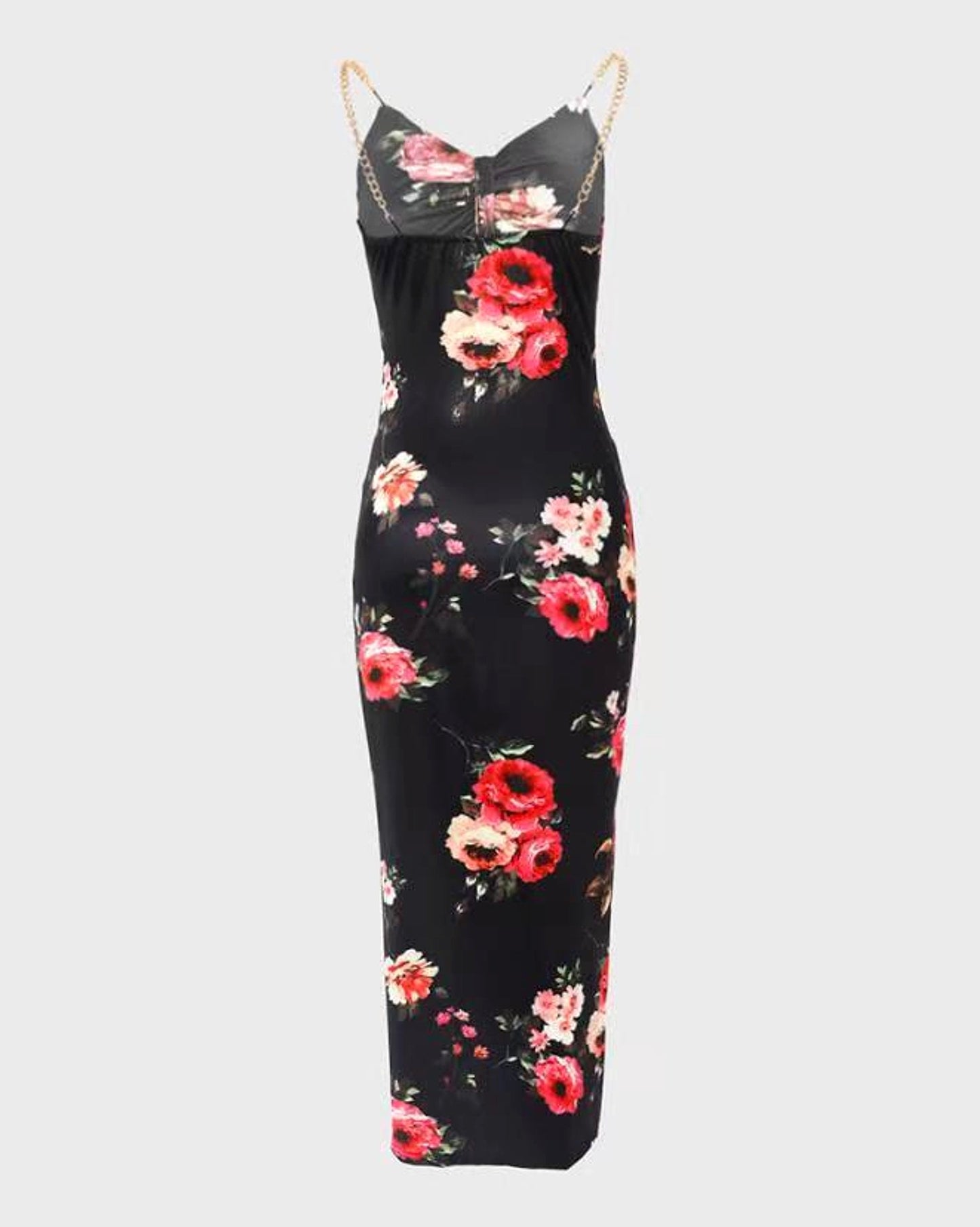 Damen Maxikleid mit Blumenmuster und Beinschlitz