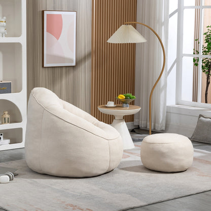 CloudSoft Sitzsack mit Fußhocker Beige