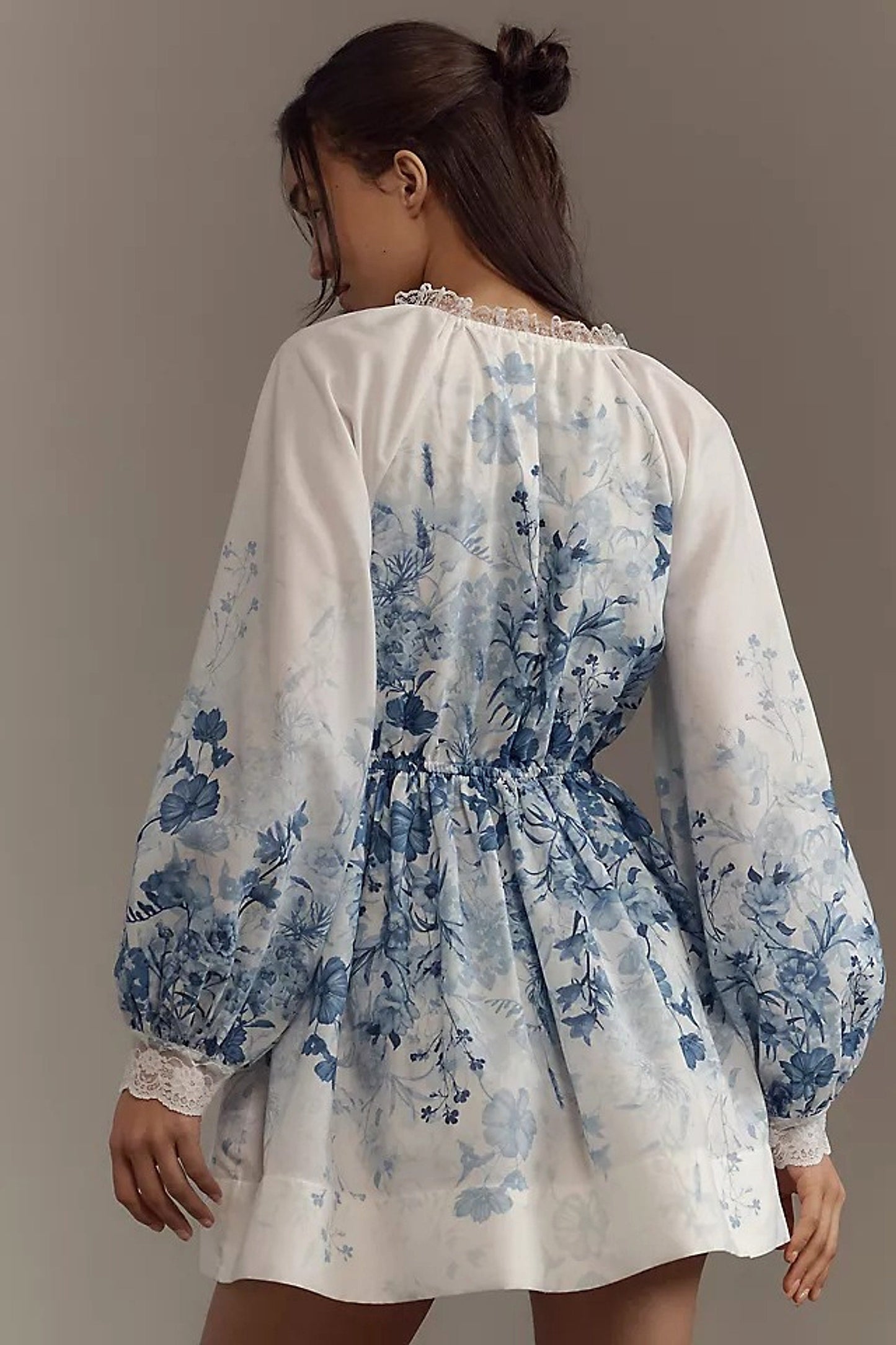 LuneluX™ – Vintage Puff Sleeve Stand Collar Dress
