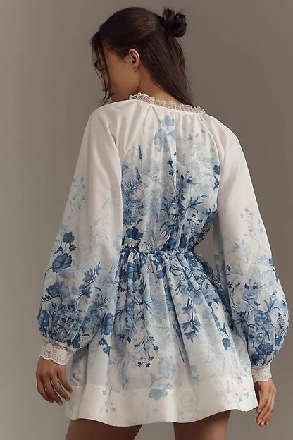 LuneluX™ – Vintage Puff Sleeve Stand Collar Dress