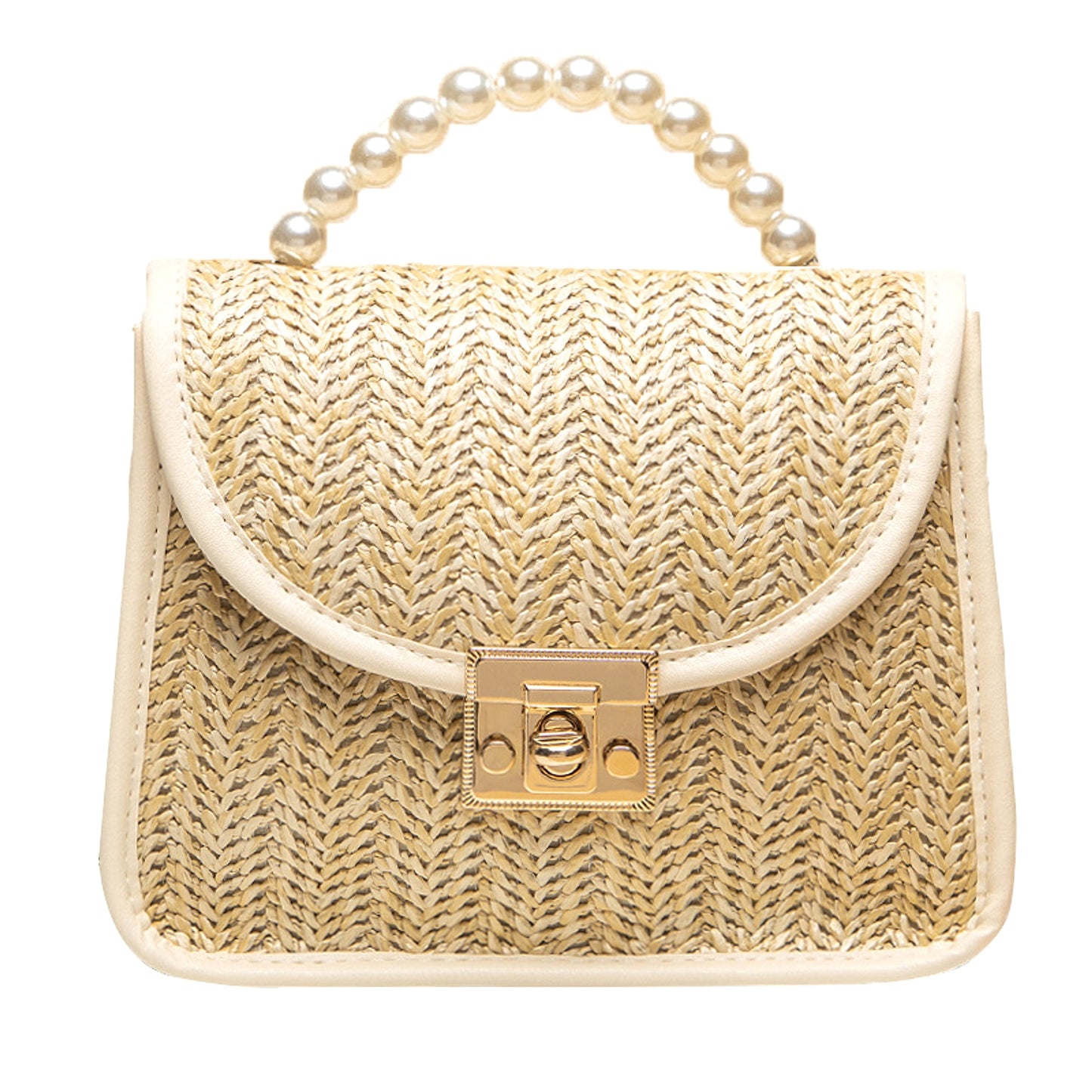 Perlenbesetzte Strohhandtasche Damen