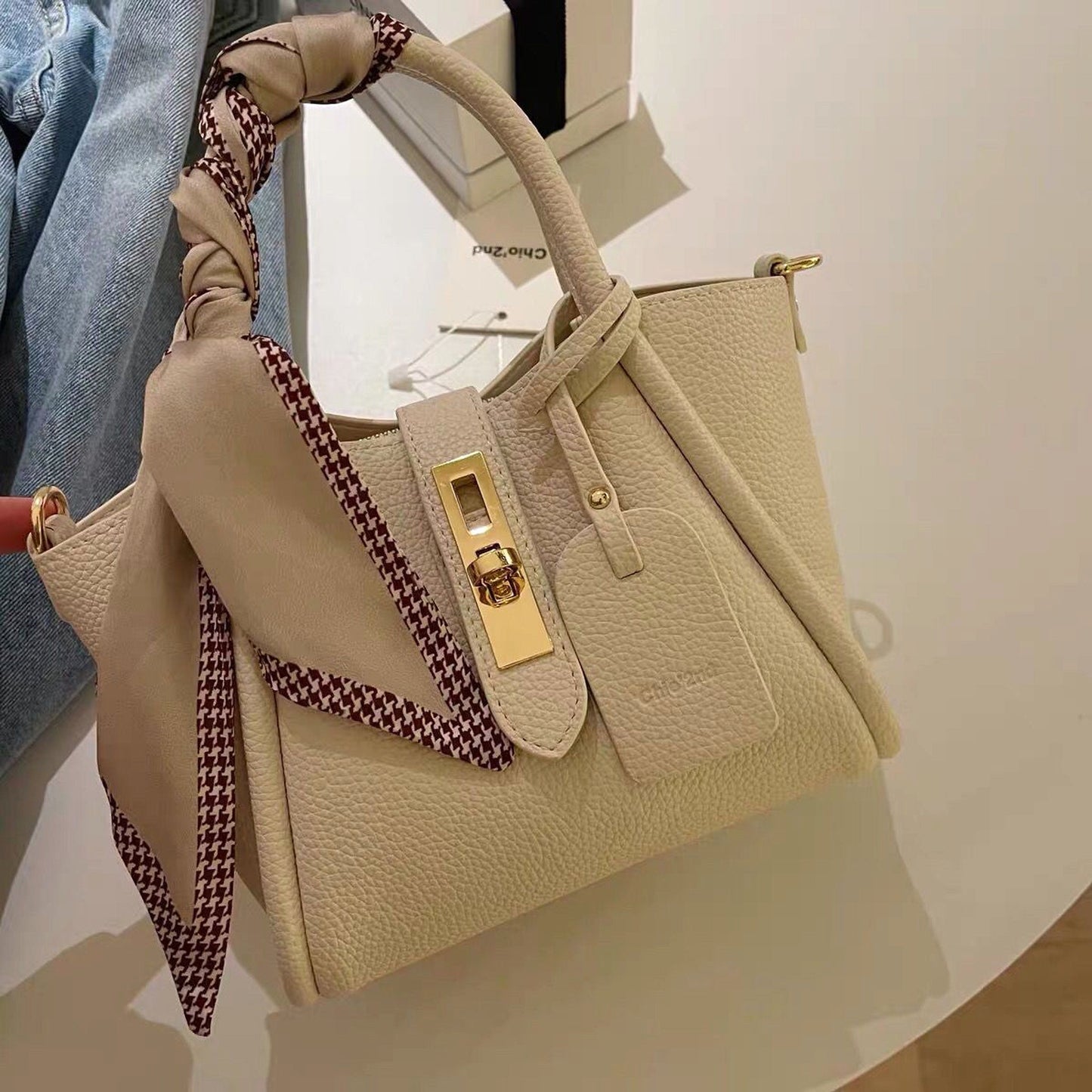CityEdit™ – Litchi Luxe Tote with Scarf Handle