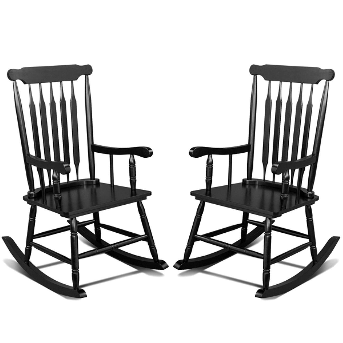 Windsor Schaukelstuhl aus Pappelholz Schwarz
